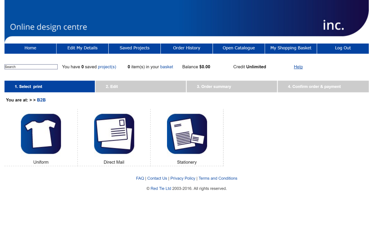 Blue B2B Storefront Example Image